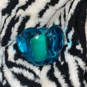 Nice new blue stained glass heavy candle holder or what you need it to be cute